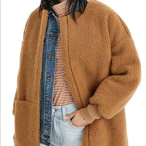 Madewell Bonded Sherpa Cocoon Coat in Tan Small